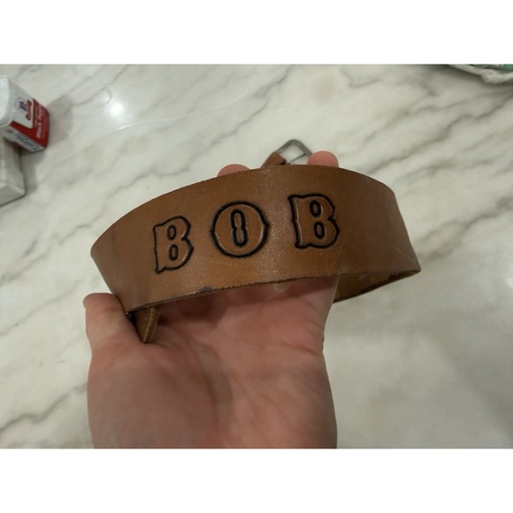 Handmade Accessories - Vintage Belt Tooled Leather Fish Western Belt "BOB" 36 USA